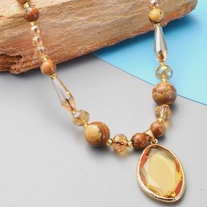 Jasper and Gold Tone Necklace 18" NWOT